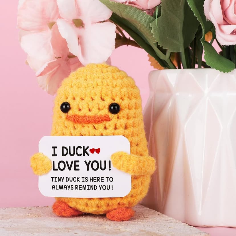 MBL Anniversary for Men Women Her - Funny Small Cute Crochet Duck Gifts for Women Men Wife Husband Girlfriend Boyfriend Fiance Couple Lover Him Birthday Wedding Christmas Stocking Stuffers Present