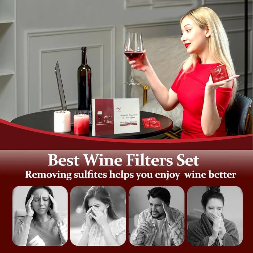 18 Pack Wine Filters, Wine Purifier To Remove Sulfite And Histamine, Wine Lover Accessories Valentine's Day Party Gifts for Men Women Him Mother Father
