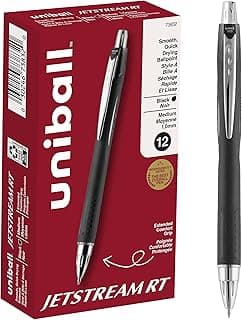Uniball Jetstream RT 12 Pack, 1.0mm Bold Black, Wirecutter Best Pen, School Pens, Ballpoint Ink Pens - School Supplies, Ballpoint Pen, Colored Pens, Smooth Writing Pens