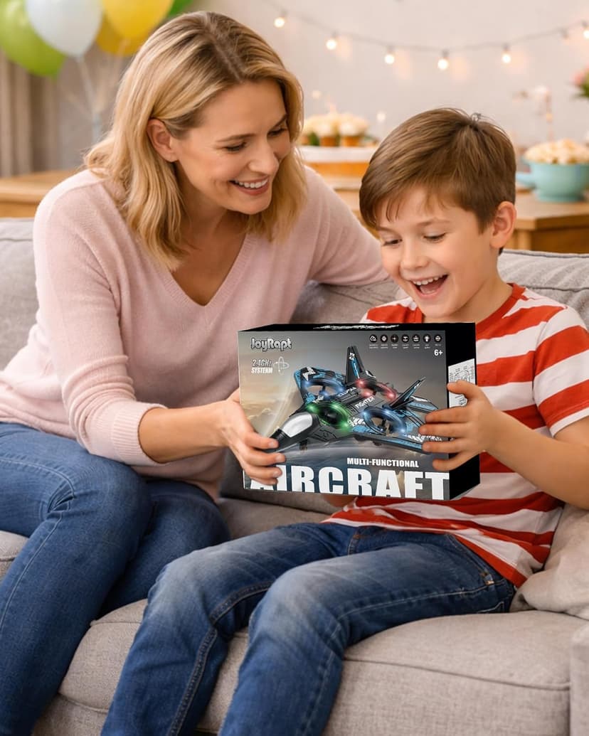 JoyRapt Drones for Kids Form RC Plane, Remote Control Airplane, Aircrafts Toys for Boys, Jet Helicopter Drones with LED Lights 360° Flip, Gifts for 6 8 10 Year Old Boys, 2 Rechargeable Batteries