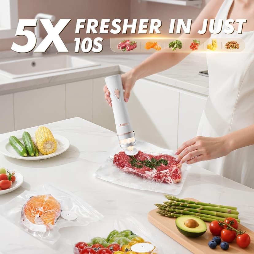 Compact Vacuum Sealer for Food Sealer: Handheld Portable Vacuum Sealer Machine for Food Storage, Rechargeable Food Vacuum Sealing for Kitchen Travel Fridge Meal Prep, Gifts for Mom, Wife, Chef & Home