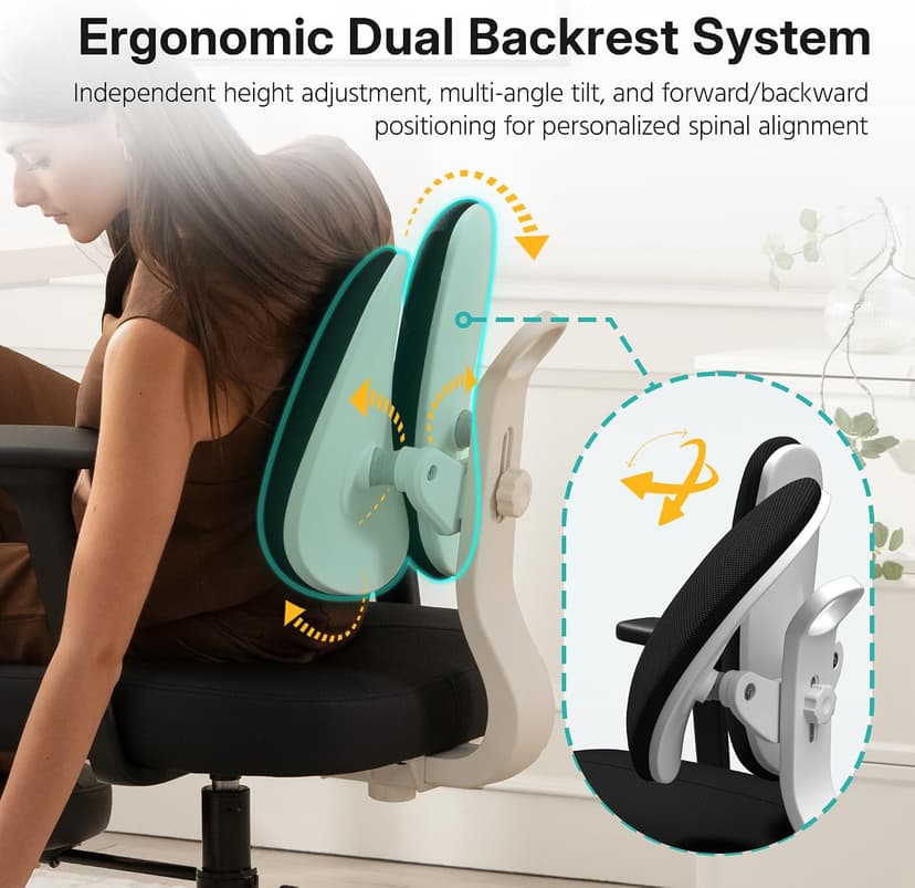 AreShark Criss Cross Office Chair with Armrest Wheels & Stretchable Rotating Footrest, Ergonomic Cross Legged Swivel Chair with Back Support& Adjustable Height for Yoga Kneeling Meditation Home Office