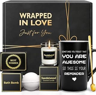 Birthday Gift for Him Dad Husband Grandpa Brother Boyfriend Friend Teacher Coworker Boss, Fathers Day, Valentines Day Eletorot Christmas Gifts for Men Women, Unique Black Spa Basket Gift Set B0GLX2J448