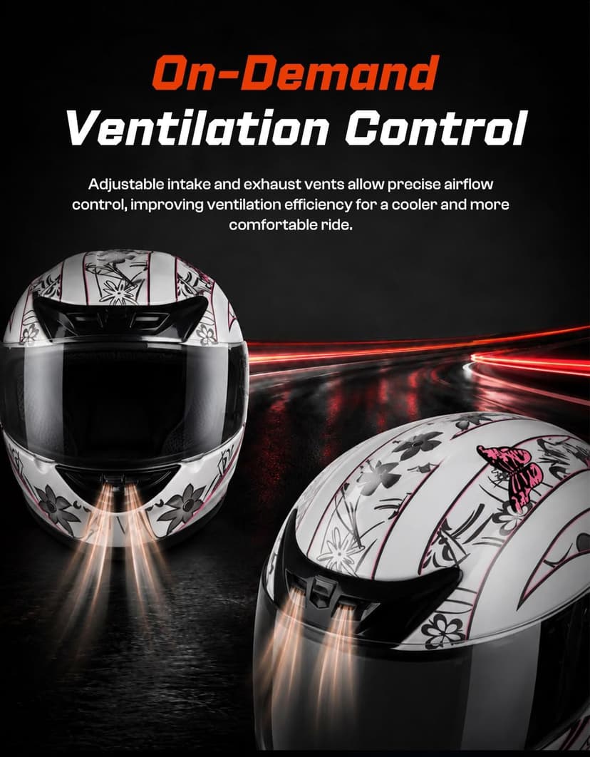 TCMT Full Face Motorcycle Helmet for Adults Men Women, Lightweight Polycarbonate Street Bike Dirt Bike Helmet with Anti-Scratch Mirror Shield and Removable Liner, DOT Approved