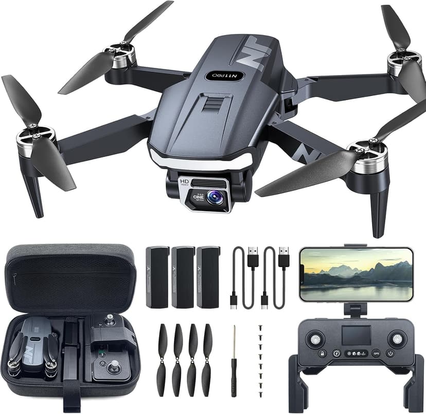 4K UHD GPS Drone with Camera for Adults N11 Pro, 90 Min 3 Battery Long Flight Time, Auto Return, Follow Me, Long Control Range, Brushless Motor, 5G FPV RC Quadcopter for Beginners