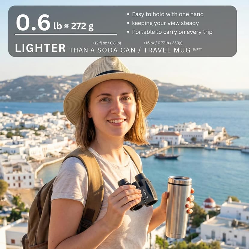 Hontry Binoculars for Adults and Kids, 10x25 Compact Binoculars for Bird Watching, Theater and Concerts, Hunting and Sport Games