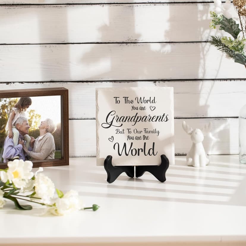 LukieJac Grandparents Gifts from Grandkids Ceramic Plaque for Grandpa & Grandma Gift Ideas Home Decor, Thanksgiving, Christmas, New Year, Grandparents Day, Wedding Anniversary and Birthday Gifts