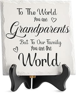LukieJac Grandparents Gifts from Grandkids Ceramic Plaque for Grandpa & Grandma Gift Ideas Home Decor, Thanksgiving, Christmas, New Year, Grandparents Day, Wedding Anniversary and Birthday Gifts