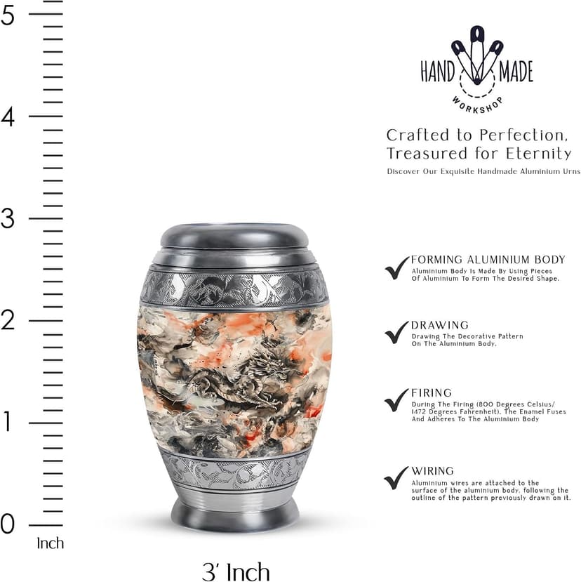 Dragon Urn, Small Urns for Human Ashes Women - 3 Inch - Ashes Keepsake for Burial Urn - Pack of 1 B0D8BPHF5G