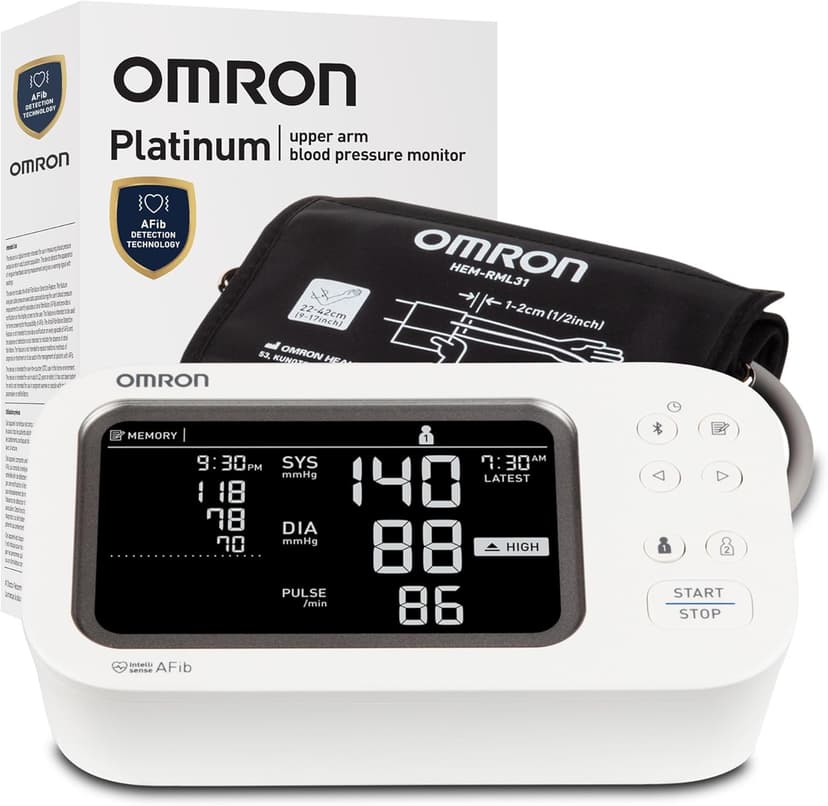 OMRON Platinum Blood Pressure Monitor for Home Use & Upper Arm Blood Pressure Cuff - #1 Doctor & Pharmacist Recommended Brand - Clinically Validated - AFib Detection - Connect App