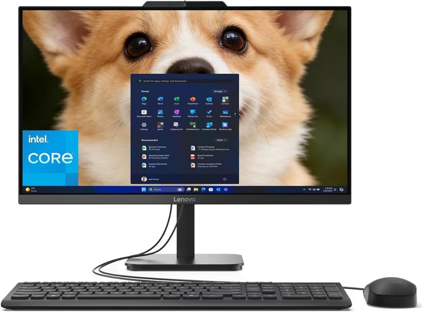Lenovo AIO 24" FHD All-in-One Desktop Computer for Home Office, Intel 4-Core Processor, 8GB DDR4 RAM, 512GB PCIe SSD, WiFi 6, Bluetooth 5.2, HDMI, Onyx Black, KB, No Office, Windows 11 Home