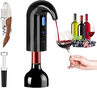 Electric Wine Aerator, Wine Decanter Pump Dispenser Gifts Set,Automatic Wine Aerator Pourer Spout. Wine Dispenser Pump Wine Accessories, Wine Gifts for Women Wine Lovers Black…