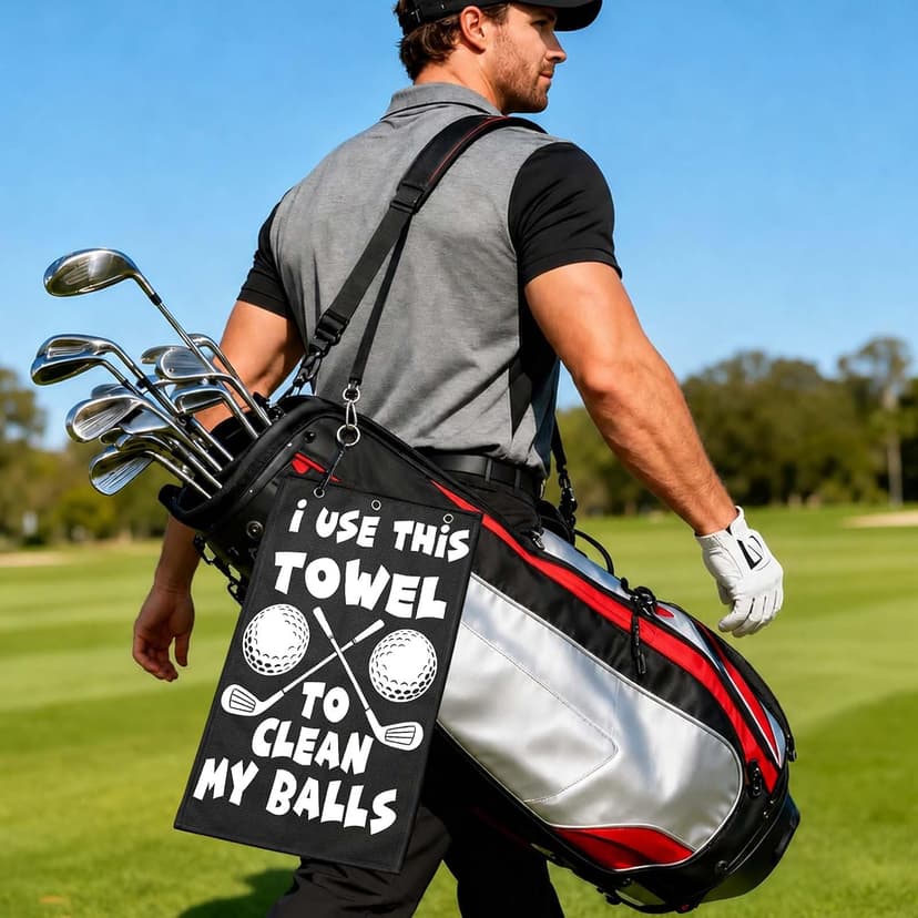 Premium Cleaning Towel for Golf Balls and Clubs; Easy To Attach to Golf Bags for Practice, Tournaments, and Daily Play Lihome Golf Accessories for Men, Funny Golf Towel, Golf Gifts for Men B0GX7CVYCL