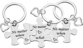 Ciyumu Best Friend Keychain Set Sisters Brothers Keychain No Matter Where What When Puzzle Keychains Set of 3 Long Distance Relationship Gifts Friendship Gifts for Family Teens Birthday Graduation Gift