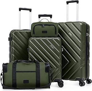 Eeeza Luggage Sets 5 Piece, Suitcases with Wheels, ABS Hard Case Luggage with TSA Lock Spinner Wheels, Carry On Luggage Set(5 Piece Sets (20"/24"/28"/DB/TB))