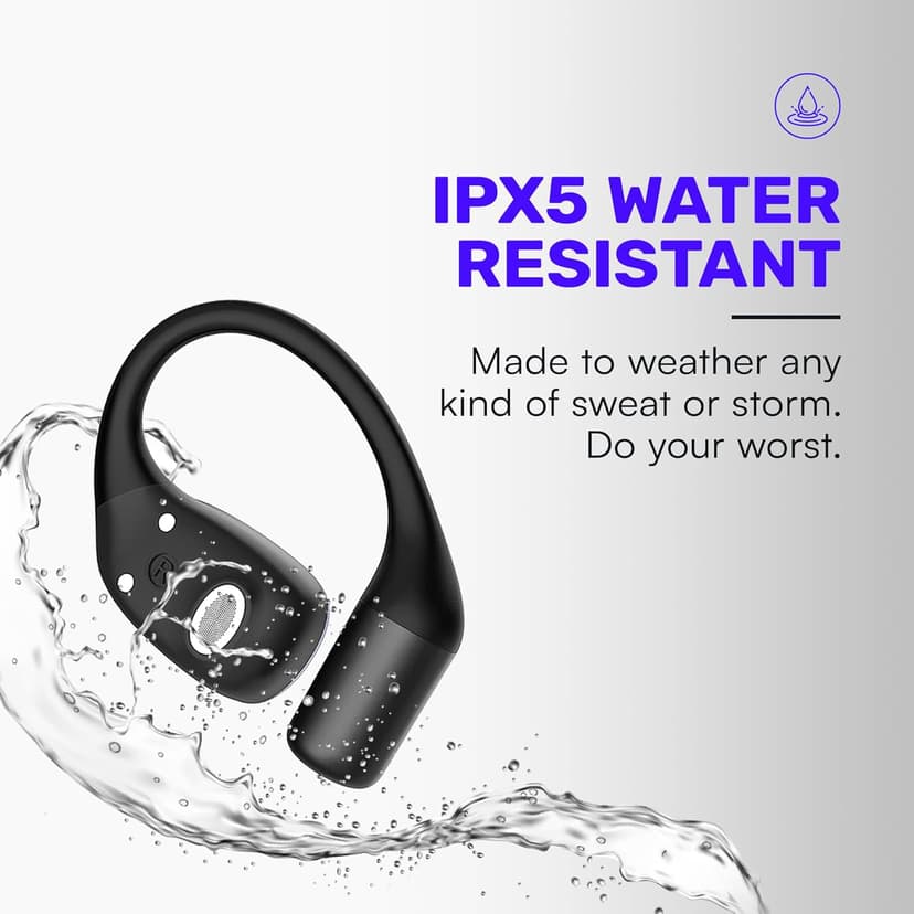 Raycon Essential Open Ear Earbuds – Open Ear Headphones, Earbuds Wireless Bluetooth, Sweat & Water-Resistant Earphones, Ultra-Lightweight Design, 36 Hours Battery Life (Black)