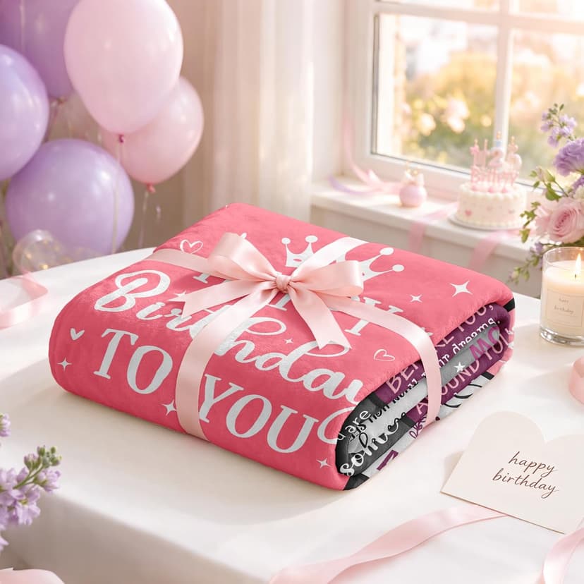 Birthday Gifts for Women Girls Throw Blanket 60"X50", Happy Birthday Decorations for Women, Gifts for Women Birthday Unique, Womens Birthday Gift Ideas for Her Friend Mom Sister Grandma Wife