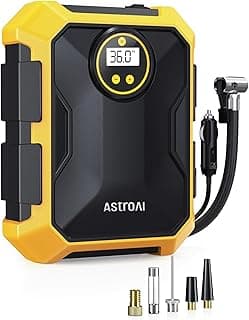 9.8Ft Cord Digital Gauge Auto ShutOff LED Light Fast Inflation Air Pump for Car Tires Bike Ball Motorcycle Inflatables Yellow AstroAI Tire Inflator Portable Air Compressor 12V DC Integrated Storage B097B6X669