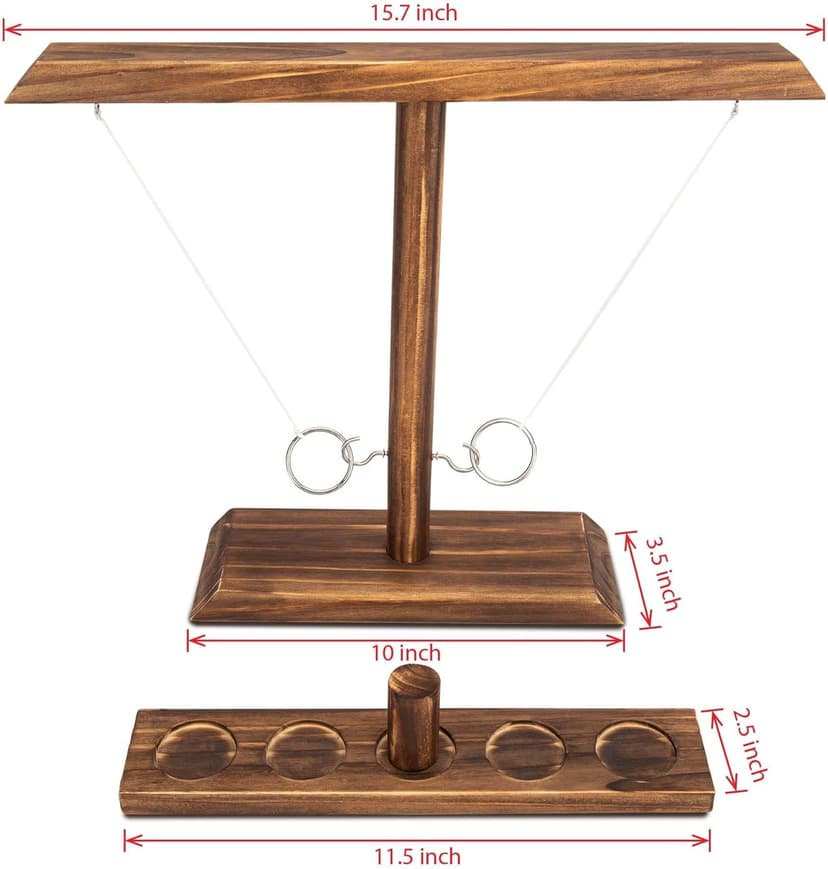DreamToyz Ring Toss Games for Adults, Yard Games, Patio Decor, Outdoor Indoor Games, Wooden Hook and Ring Game for Bars, Home, Party, 15.7" X 13" Large Size