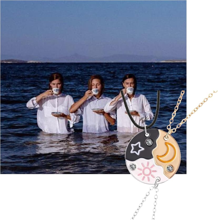 ZAHSY BFF Friendship Necklace for 3 Best Friends Gifts for Women Sun Moon and Stars Necklace Gifts for Bestie Sisters Best Friend Christmas Gift for Three Best Friend Birthday Gifts for Women