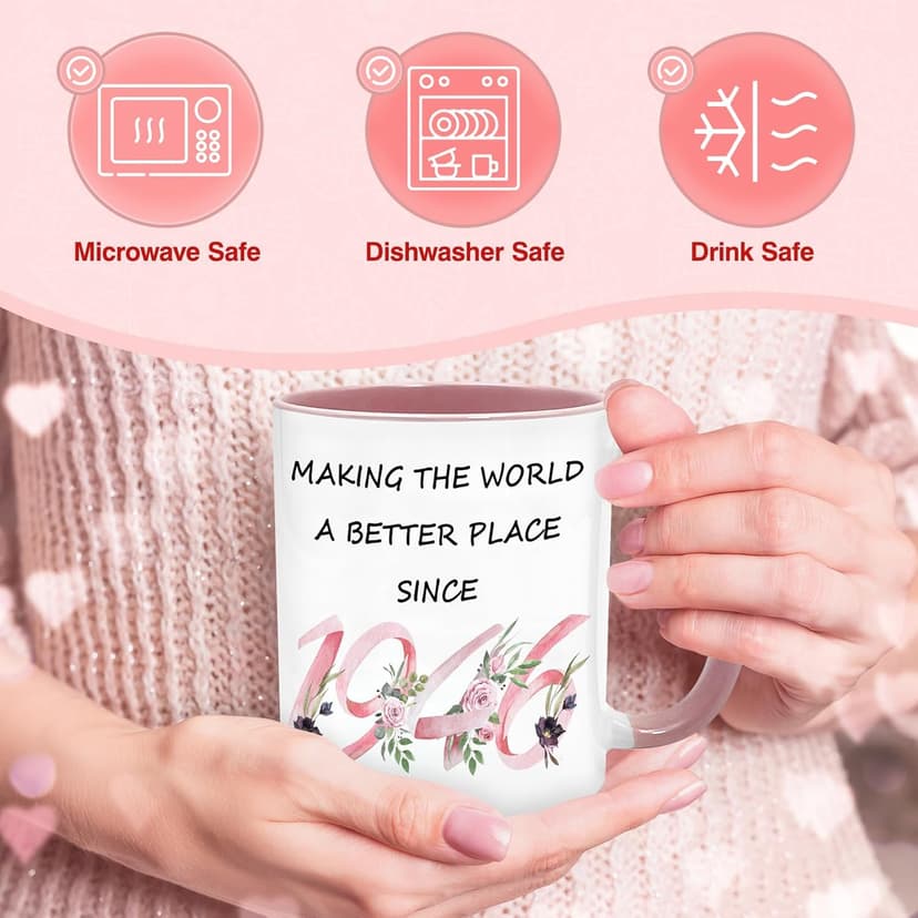 80th Birthday Gifts for Women Her, 1945 Vintage Birthday Coffee Mugs with Silicone Coaster, Fabulous 1945 Gifts Ideas for 80 Years Old Women Mom Sisters Grandma