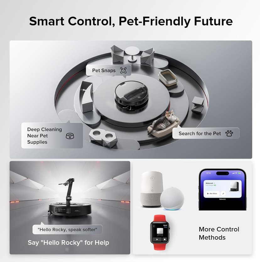 roborock Saros Z70 Robot Vacuum and Mop, OmniGrip Arm, AI-Powered, 22,000Pa Suction, 3.14’’ Ultra Slim, FlexiArm Riser Technology, AdaptiLift Chassis, Obstacle Avoidance, Auto Mop Washing & Drying