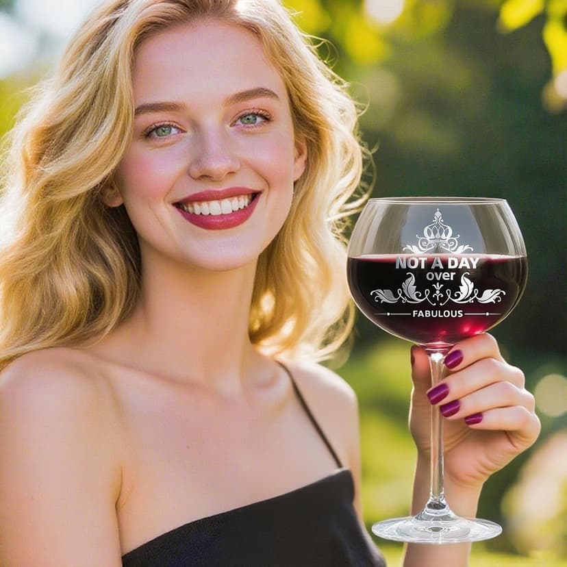 Gifts For Women,Not a Day Over Fabulous Personalized Wine Glasses Birthday Gifts Wine Glass Mothers Day Gifts For Women, Unique Gift Ideas for Her Mom Friends Female Her Wife Girlfriend Coworkers