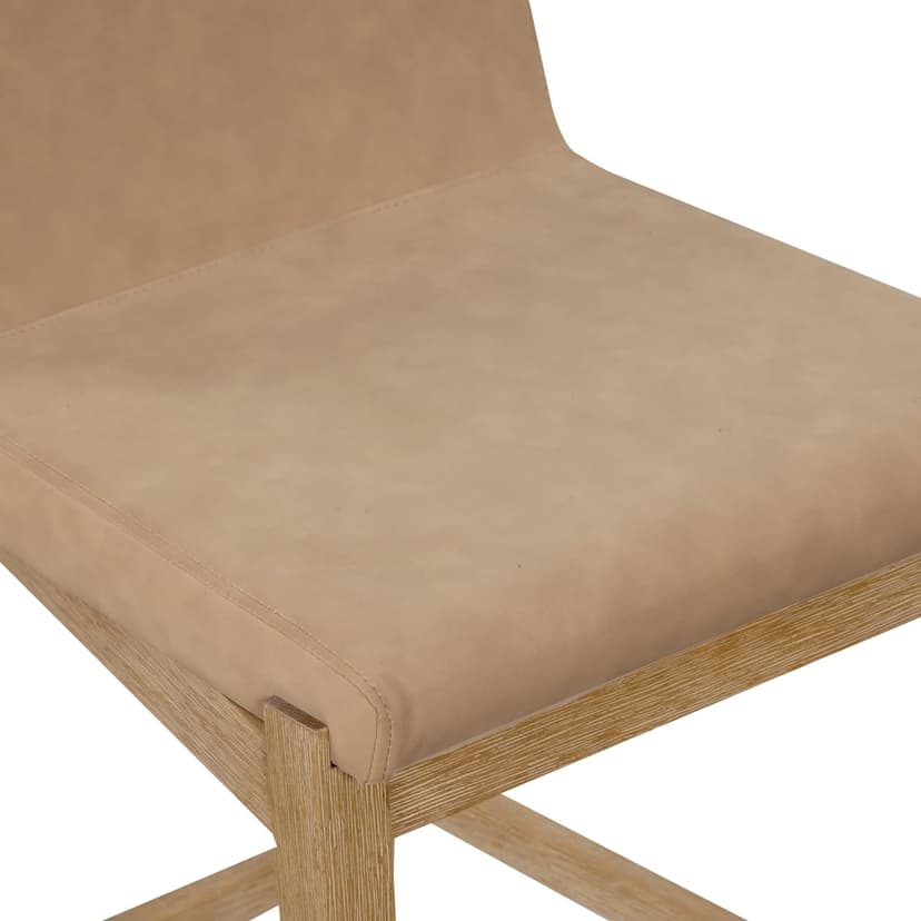 Nathan James Gracie Modern Counter Height Bar Stool with Back, Counter Stool Upholstered Chair with PU Leather and Brushed Wooden Legs, Light Brown, Set of 4