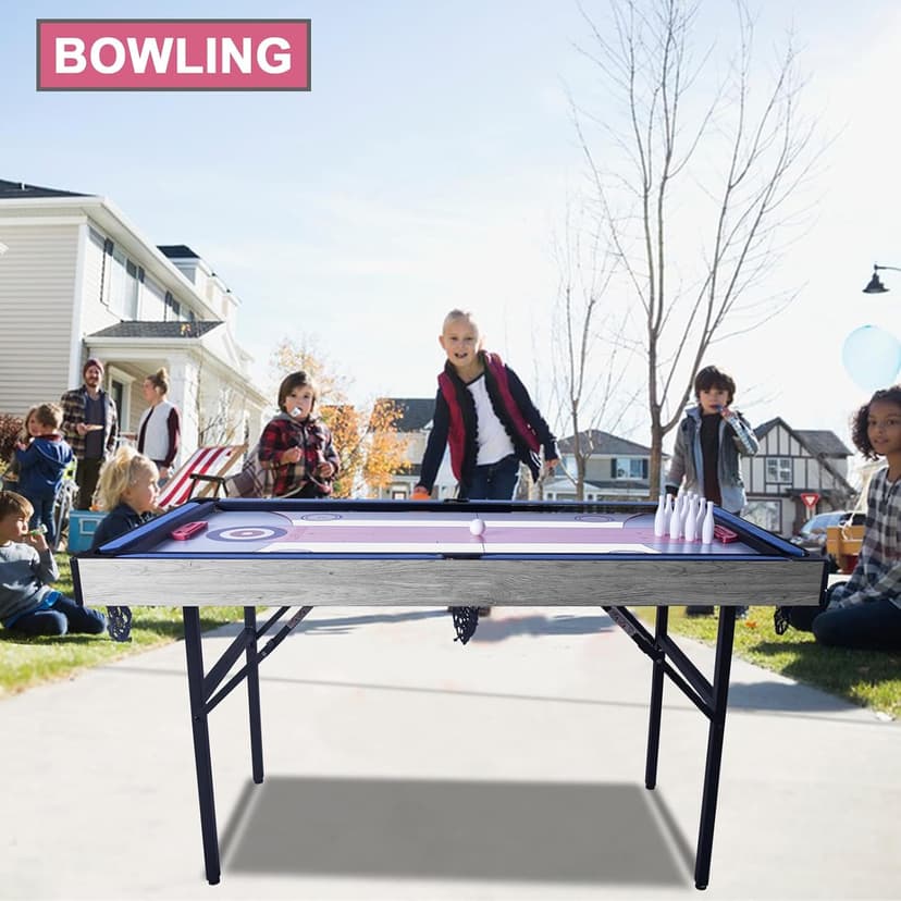 5in1 Multi-fuction Games Table,Folding Multi Game Combination Table Set with Ping Pong, Pool Billiards, Air Hockey, Bowling, and Shuffleboard for Indoor, Outdoor