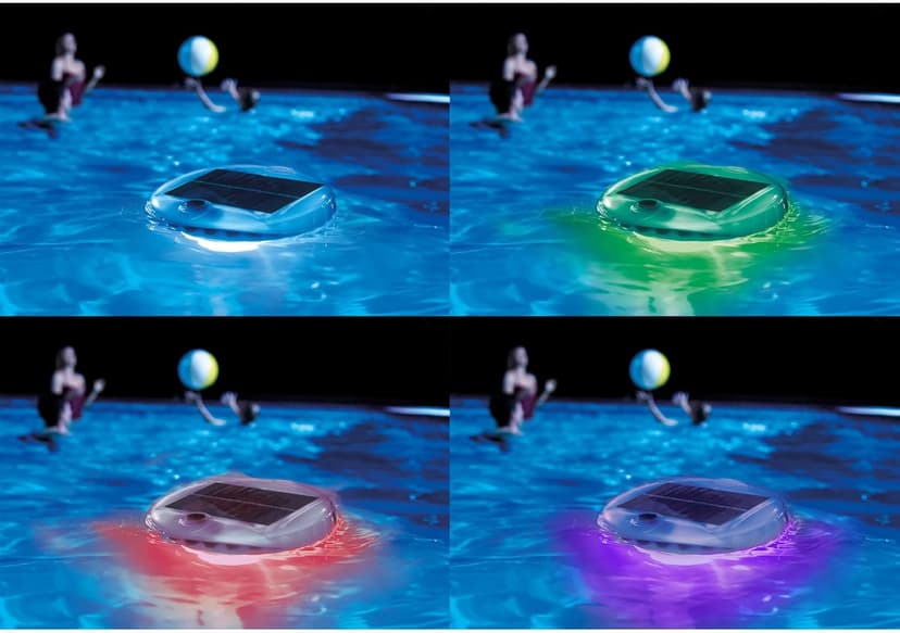 Intex 28690E Solar Powered LED Floating Light with Auto On and Auto Off, Color Changing and Static White Mode Swimming Pool Party Lights