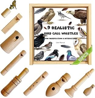 ZDH 9-Piece Wooden Bird Call Set – Handcrafted Bird-Call in Acrylic Wooden Box for Birdwatchers, Nature Lovers, Outdoor Exploration & Education All