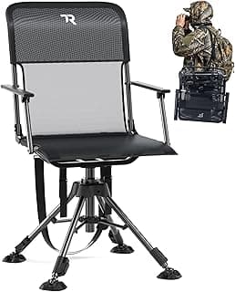 TR 360 Degree Swivel Hunting Blind Chair,400 lbs Capacity Silent,Height Adjustable Hunting Chair with Armrests,Portable Ground Hunting Seat for Deer Turkey