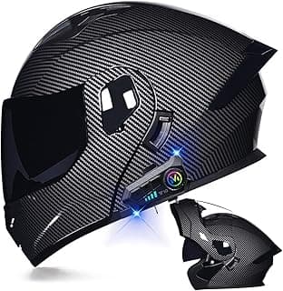 Motorcycle Bluetooth Modular Helmet DOT Approved Dual Visor Full Face Flip up Integrated Motorcycle Helmets Double Visor Helmet Built-in Dual Speaker Microphone Waterproof Adults Men Women M-XXL