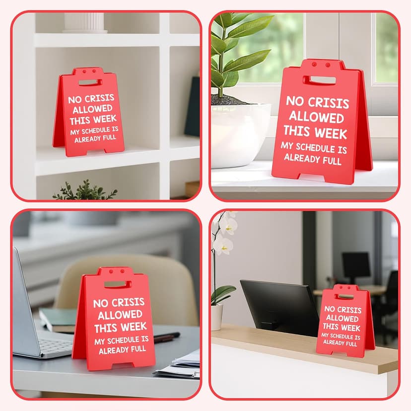Funny Office Desk Decor Boss Sign, Bosses Day Gifts for Women Men Manager Supervisor Leader Lady Famale Male, Christmas White Elephant Gifts for Teacher Principal Coworker Cubicle Accessories Red Sign