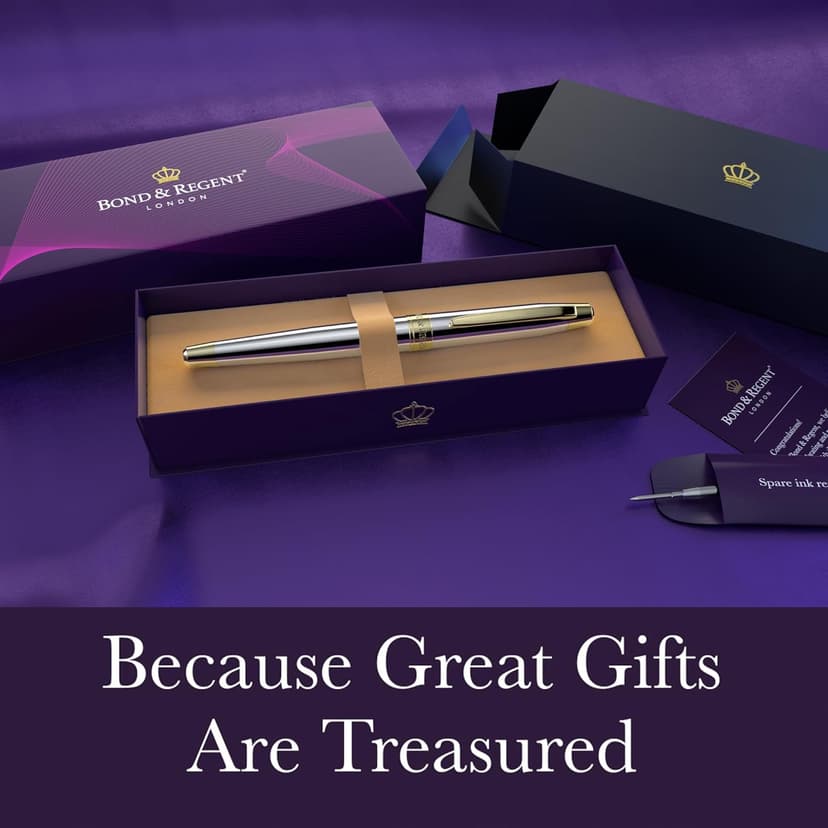 Silver Chrome & 24 Karat Gold | Certified Luxury Grade Rollerball Pen | Nice Gift for Men & Women