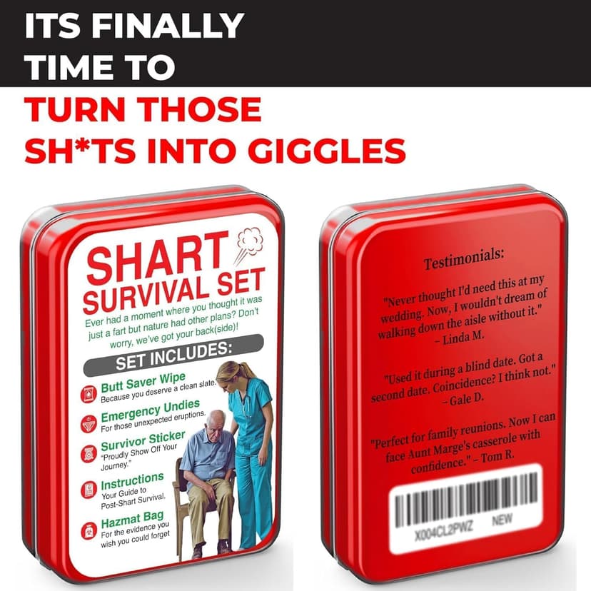 Unique Stocking Suffers for Men Birthday Husband Teens Potty Humor Prank Him Fart Funny Survival Set Gag Gift with Underwear, Hazmat Bag and Wet Wipe for Men B0DWDSKX8P