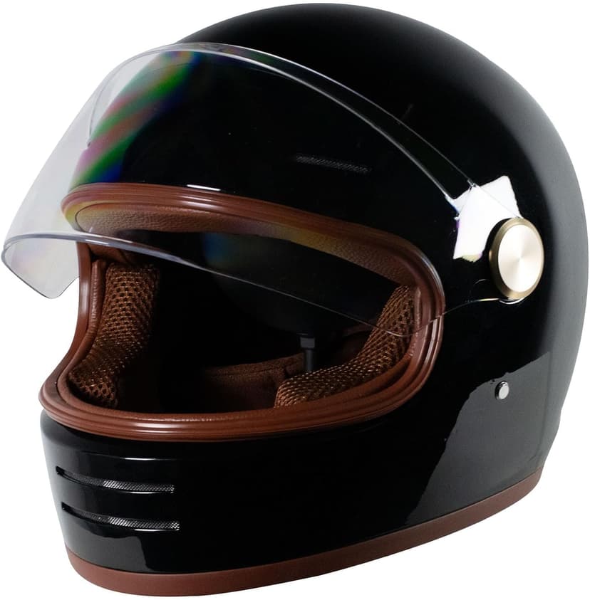 Retro Motorcycle Helmet for Adults?Vintage Full Face Helmet with Ventilation System, Waterproof Design for Motorcycle Riding