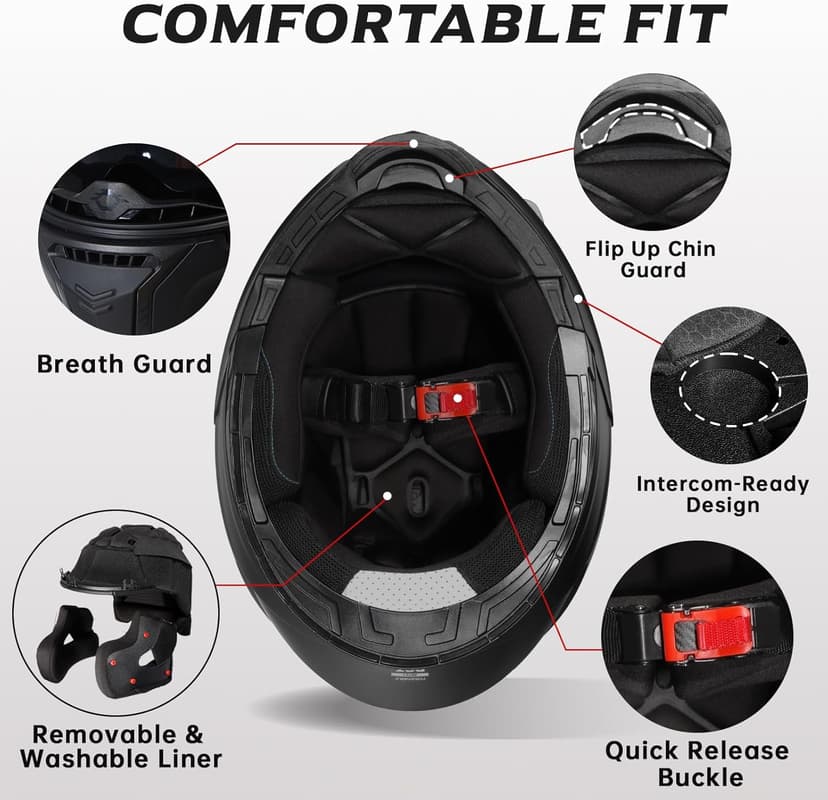 TRIANGLE Modular Motorcycle Helmets for Men Flip Up Full Face Helmet Dual Visor with Internal Sunshield DOT Approved