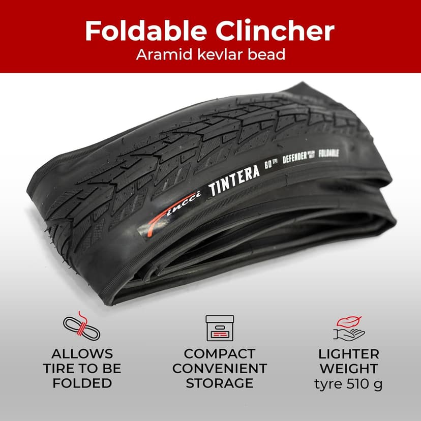 Fincci Pair 700x40c Bike Tire - 700c Gravel Tires with Kevlar & Nylon 1mm Puncture Proof - Lightweight 60 TPI Foldable Bicycle Tires 42-622 for Hybrid, Electric, Touring Bikes