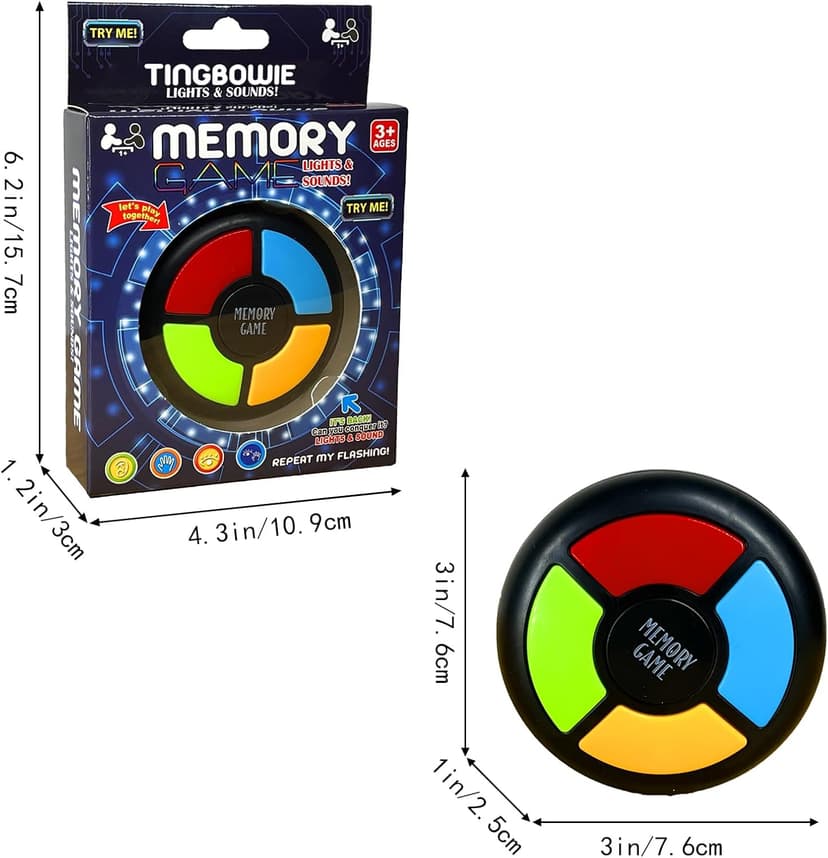 tingbowie Memory Game Handheld Electronic Toy, Color Memorizing with Lights and Sounds