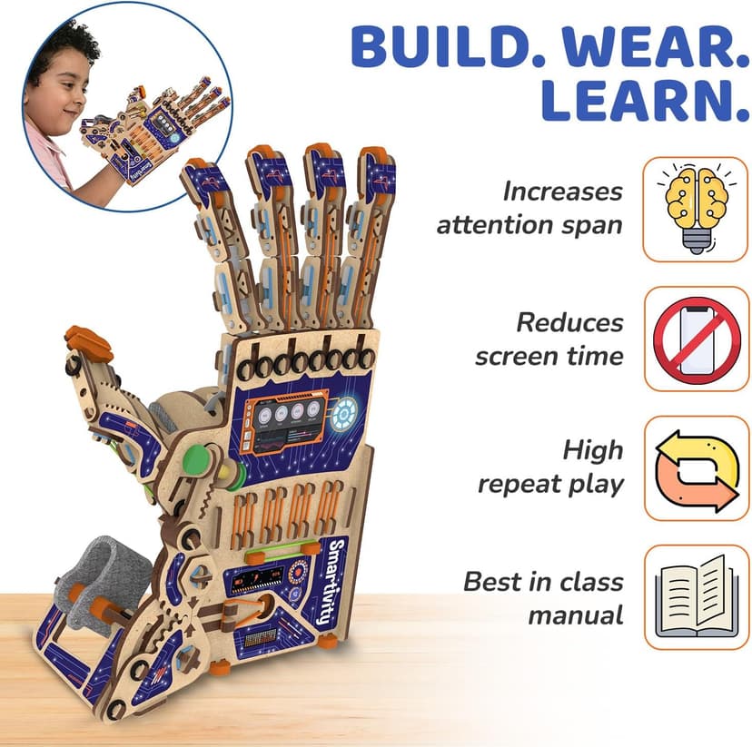 Smartivity DIY Robotic Mechanical Hand STEM Toy for Kids 8-9-10-11-12-13-14 Years Old | 2024 Parents Choice Award Winner I Birthday Gift for Boys & Girls | Engineering Kit for 8-14 Years Old