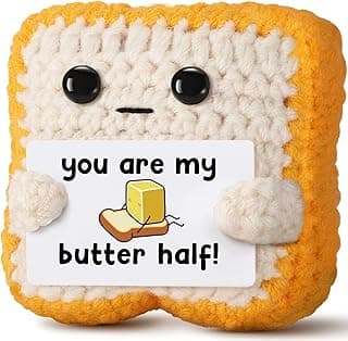 Gifts for Him Her Boyfriend Girlfriend Partner Loved One “You Are My Butter Half!” Crochet Toast – Cute Romantic Valentine’s Day, Anniversary, Birthday Gift for Couples Desk Decor & Christmas Gifts