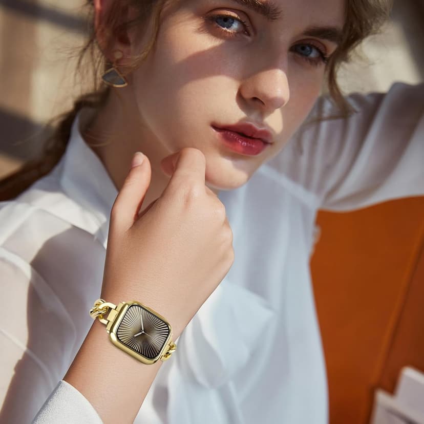 JR.DM 40mm Soft Flexible TPU Case Compatible for Apple Watch Series 6/5/4/SE Touchable Screen Lightweight Anti-Scratch All-Around Protector Thin Guard Shockproof Cover Shiny Bumper for iWatch, Gold