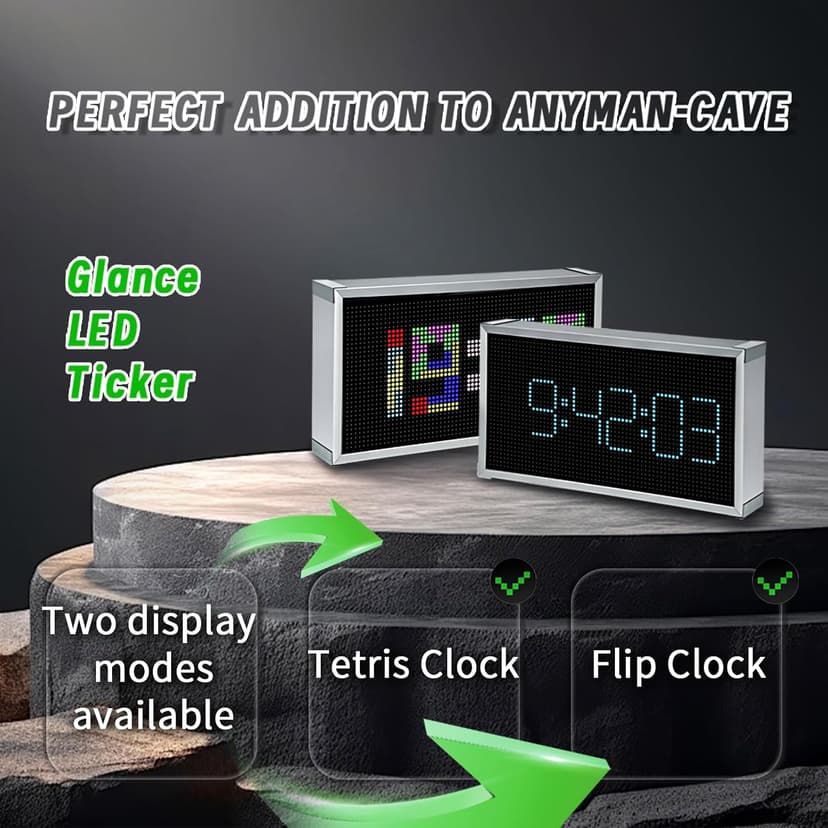 Real-Time Crypto Ticker Bitcoin Stock Ticker Monitor Display Digital Clock Weather, Temperature, Humidity, 64 * 32 Pixel Screen