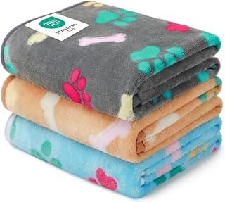 Luciphia 1 Pack 3 Blankets Fluffy Premium Fleece Pet Blanket Flannel Paw Printed Throw for Dog Cat(Small 23x16'', Grey/Brown/Blue) B09PFN1KR8
