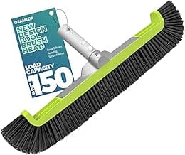 18" Pool Brush Head for Cleaning Swimming Pool Walls, Curved Ends High-Efficiency Scrub Brush for Tile, Fiberglass, Flooring and Vinyl Pools, Fits Φ1.25” Poles (Green & Black)