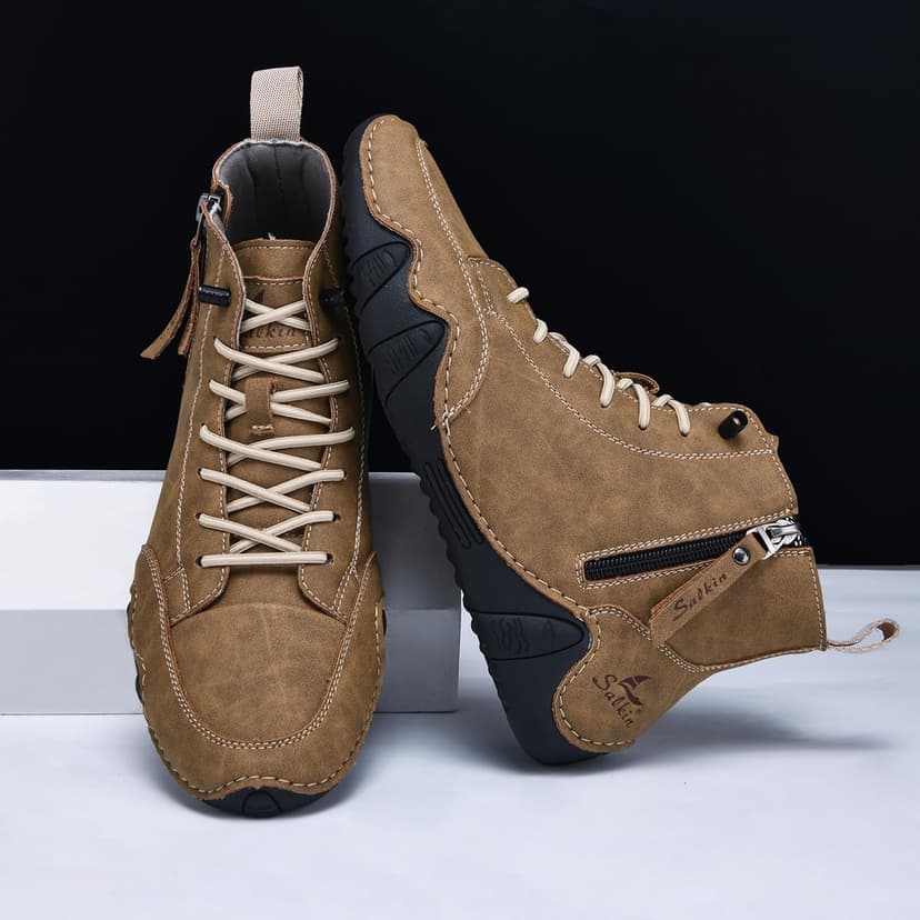 GJUYC Chelsea Boots Mens Leather Shoes For Men High Top Sneakers Casual Handmade Work Men's Size Man Shoe