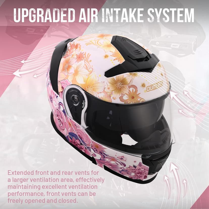 OUMURS Modular Motorcycle Helmets Full Face Flip up Street Bike Motorcycle Helmet for Unisex Adult Model 912