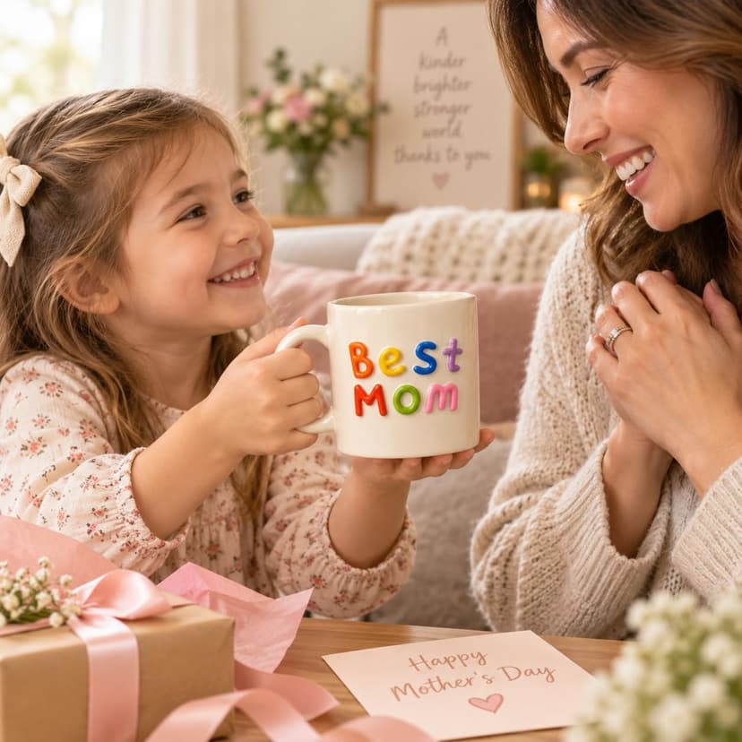 Colorful 3D Lettering Comfortable Handle Birthday Gifts for Mom Birthday Gifts Happy Birthday Mom Gifts For Mom,Mom Gifts,Mom Birthday Gifts,Mothers Day Gifts-Best Mom Mug B0H9YK5B49