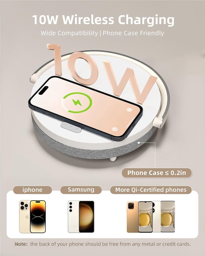 EZVALO Gift for Her, Music Table Lamp with Wireless Charger, 4 in 1 Touch Bedside Lamp, Portable Bluetooth Speaker, Phone Holder, Dimmable LED Night Lights Birthday Gifts for Women, Men, Dad, Mom